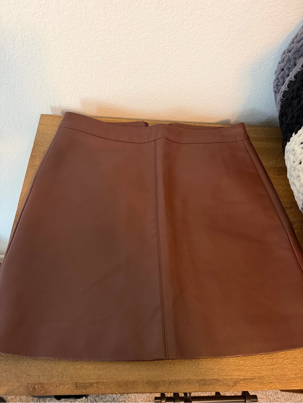 Altar'd State Chocolate Brown Faux Leather A-Line Skirt
